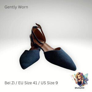 👠 Bei Zi Denim Pointed Toe Flats / Low Heels – Size 9 – Gently Worn